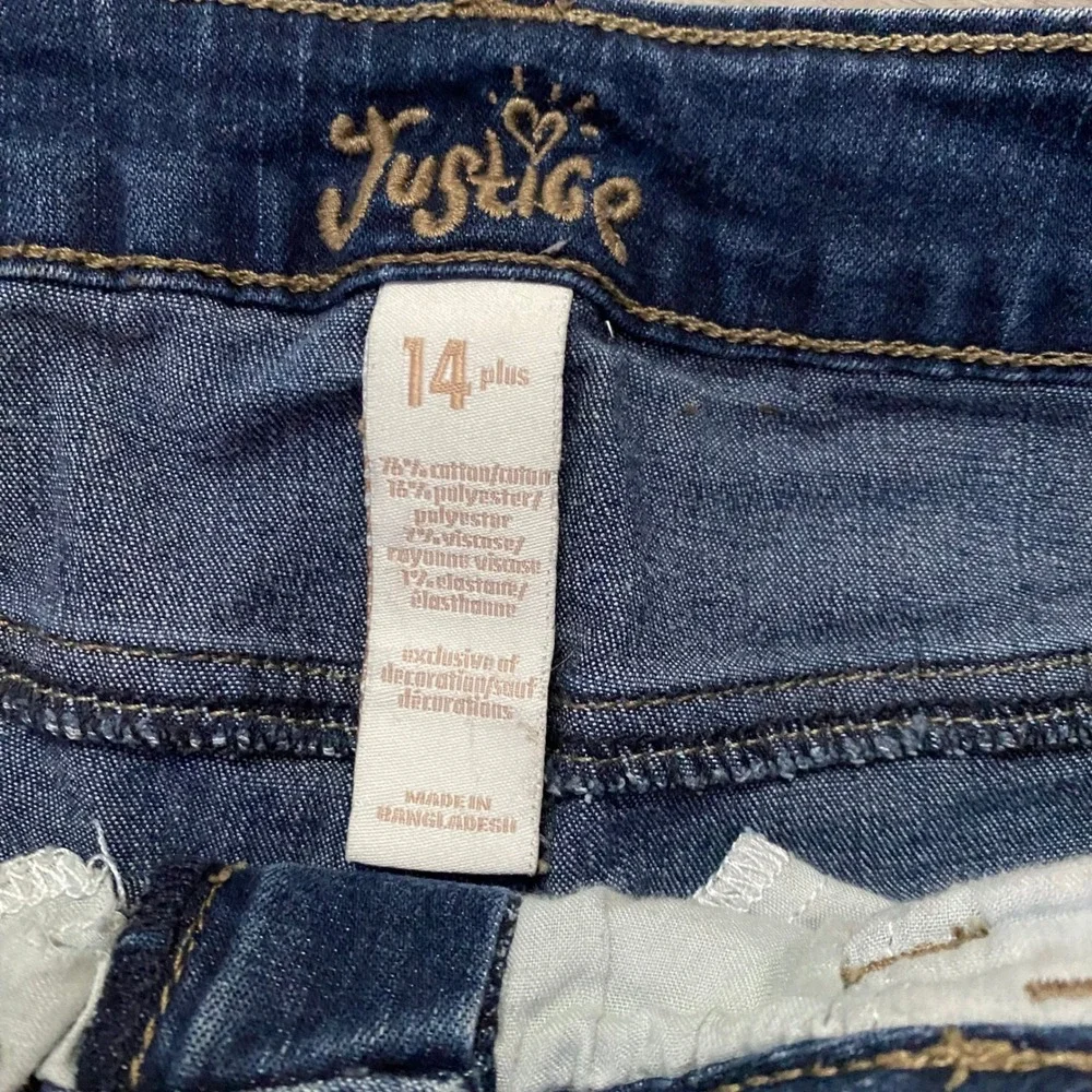Justice‎ Denim Shorts Girls 14 Plus Dark Wash Cuffed Stretch Five Pocket